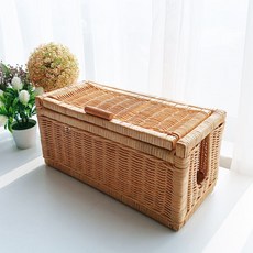 MAISONINDAHRATTANSHOP 高級藤編長方形電源延長線蓋藤籃 N015N, 米色, 1個