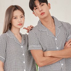 도씨 커플용 시어서커 카라 잠옷 상하의 2종 세트