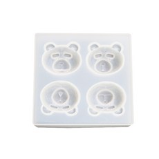 泰迪熊4孔矽膠模具, 白色