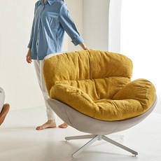 까르엠가구 360 회전 1인용 소파 패브릭 SF-001, 옐로우