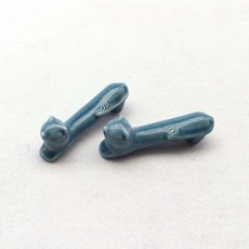 月鹽陶瓷狗狗筷架, 孔雀藍, 2個