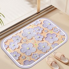 Witherhome 粉彩奶油花朵乾爽地墊, 紫色, 1個