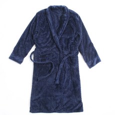 Fine Goods 超細纖維鬆餅格紋浴袍 XL, 海軍藍, 1個