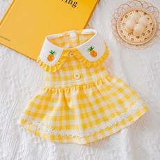 아티펫 과일 자수 체크 드레스, 옐로우, 1개