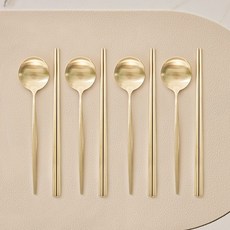 DALPAENGI LIVING Cuisine De Maman 經典餐具組4人勺筷組, 勺子 4支 + 筷子 4雙, 1組, 金色