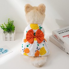 Artipet 寵物大蝴蝶結清新圖案洋裝, 橘色, 1個