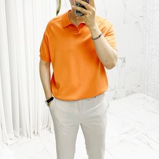 아도르클래식 남성용 나그랑 반오픈 니트 반팔 티셔츠