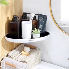 주앤지 무타공 코너형 선반, 블랙, 1개