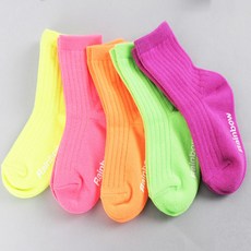 GIEN MALL 孩童螢光色系羅紋長襪 5雙