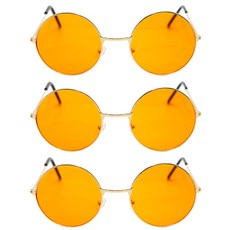 Party09 彩色圓形眼鏡, 3個, 橘色