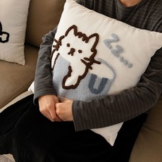 Dailylike 動物毛圈沙發抱枕, 02 Sleepy cat
