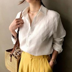 퀸이즈 여성용 심플 베이직 블라우스 셔츠