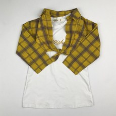 위시키즈 아동용 체크 크롭 티셔츠 세트