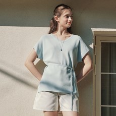 ZERO STREET 女款蝙蝠袖綁帶針織衫, SKY