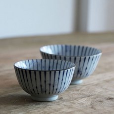 O'chairs 藍色條紋陶瓷碗 2入組合, 混色, 飯碗 2入+大碗 2入