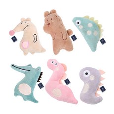 DING DONG PET 貓咪粉彩恐龍貓草娃娃6件組, 1套, 多色