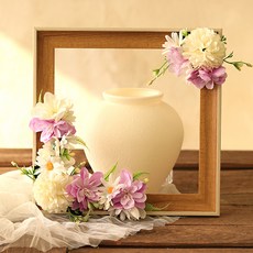 바닐라빌리지 조화 메모리얼 블룸 봉안당 납골당 꾸미기 코너형 리스 2종 세트, 퍼플, 1세트