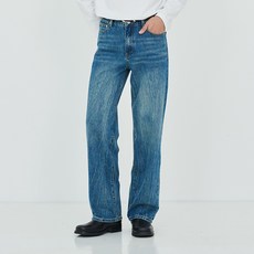 페이탈리즘 남성용 스카이 크루드 와이드핏 면 청바지