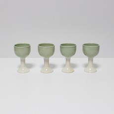 亮面陶瓷高腳燒酒杯 淺綠色, 玻璃 4p, 1套