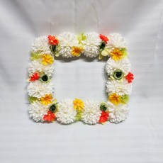 靈骨塔墓碑裝飾用迷你花圈框, 白+黃