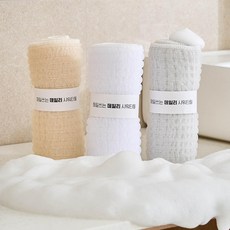 Shabas 每日日常柔軟低刺激豐富泡沫沐浴巾, 灰色+白色+米色, 3個, 1組