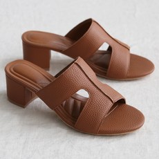 DANGOLUNNI 女款巴哈馬牛皮舒適穆勒拖鞋 5cm, 230, 棕色