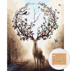 藝術喜悅 DIY 數字油畫套組 40 x 50 公分 直式, 夢境中的鹿款, 1組