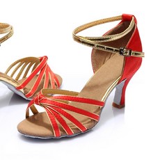 Star 五線拉丁舞鞋 7cm, 繩結紅金色, 240