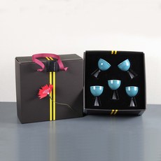 Dalsogum 韓國製孔雀把手燒酒杯 50ml, 孔雀綠 + 黑色, 5個