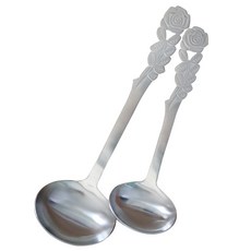 不鏽鋼玫瑰湯勺2件組, 1套, 單一顏色