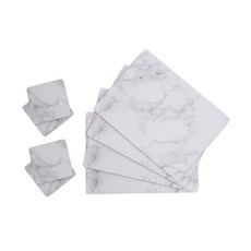 Premier Maison 軟木餐墊 + 杯墊8件組, 1組, 29 x 21.5cm + 10.5 x 10.5cm, 大理石紋