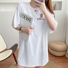 長版短袖哺乳印花上衣