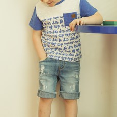 童款反摺5分牛仔短褲