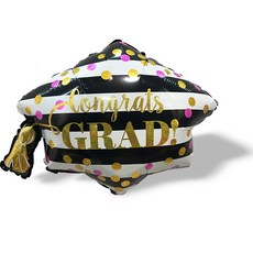 와우파티코리아 congrats grad 학사모 풍선, 도트, 3개