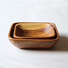 acacia home 原木正方碗2件組, 混色, 1套