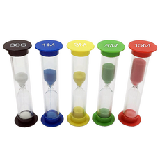 Bacogel 計時沙漏5件組, 黑/藍/黃/綠/紅
