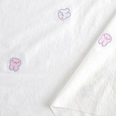刺繡粉紅兔子雙色布料, 兔子象牙白, 1個