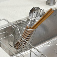 모나코올리브 304 스테인레스 드라이훅 수저통, 실버, 1개