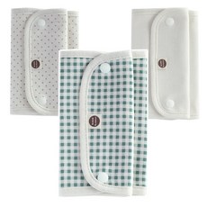 孩童揹帶口水巾 3款 各2入, 白色素面+薄荷綠格紋+點點款, 1組