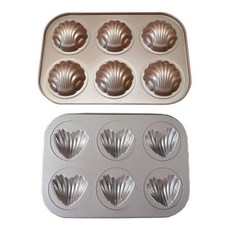 B Home Baking 深款瑪德蓮模具 圓形貝殼 6格 + 愛心瑪德蓮模具 6格, 1套