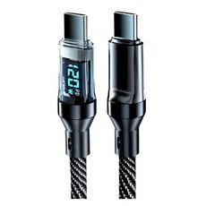 小麥購物 TypeC-TypeC數顯充電線 120W Y860, 黑色, 2條, 1m