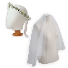 EI blanco 鈴蘭花環+梳頭紗套組, 混色