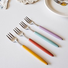 Bogen 樂芙莉茶叉 芥末黃 + 胡蘿蔔橘 + 深綠色 + 深粉色 緞面 C 套組, 茶叉4種, 1套