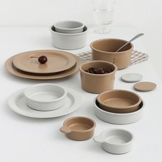 Bairim 雙人餐具組 14件組, 1套, 灰土棕色, 14種