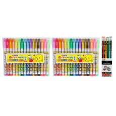 東亞鉛筆 黃色小雞 香味彩色筆 16色 2入 + Tukovi 三角橡皮擦鉛筆 SG-208 12入 套組, 混合色, 1套