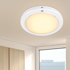 WONHA EL 乳白 圓形 防潮型 無閃爍 感應燈 LED 20W, 1個, 白色 + 燈泡色