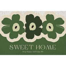 我的日常北歐花卉刻字入口廚房地毯, 綠色