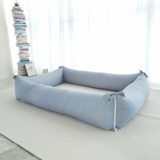 AiRabbit 嬰幼兒用床圍靠墊套 + 棉芯組合, 藍灰色