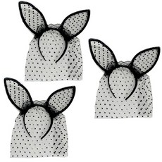 WOW PARTY KOREA 兔頭帶蕾絲漁網 N, 黑色的, 3個