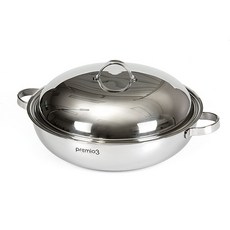 Kitchen-Art IH爐適用Premio3系列3層不鏽鋼附蓋雙耳湯鍋, 1組, 36cm, 銀色